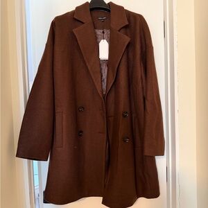 NWT Universal Standard Double Breasted Wool Blend Brown Coat